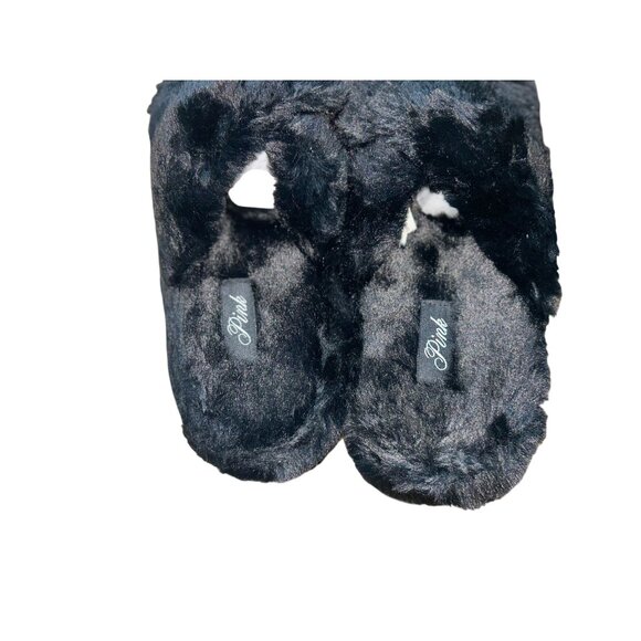 NWT - PINK Faux Fur Platform Slipper in Black Size Small - Picture 4 of 5
